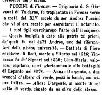 Genealogia del cognome Puccini. Famiglia Puccini di Firenze.