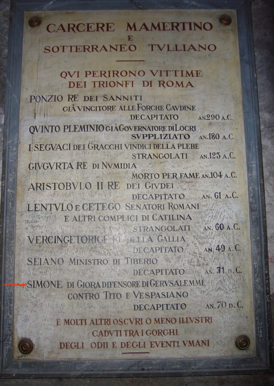 Targa nel Carcere Mamertino